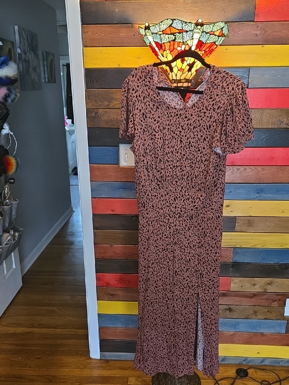 Women’s Rust Leopard Print Maxi Dress with Side Slit 🤎 SIZE 1X